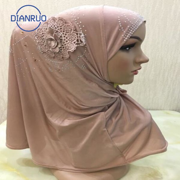 

scarves dianruo printed 3d flowers muslim hijab scarf rhinestone soft solid cotton head scarvesturban shawls wraps kopftuch r401, Blue;gray