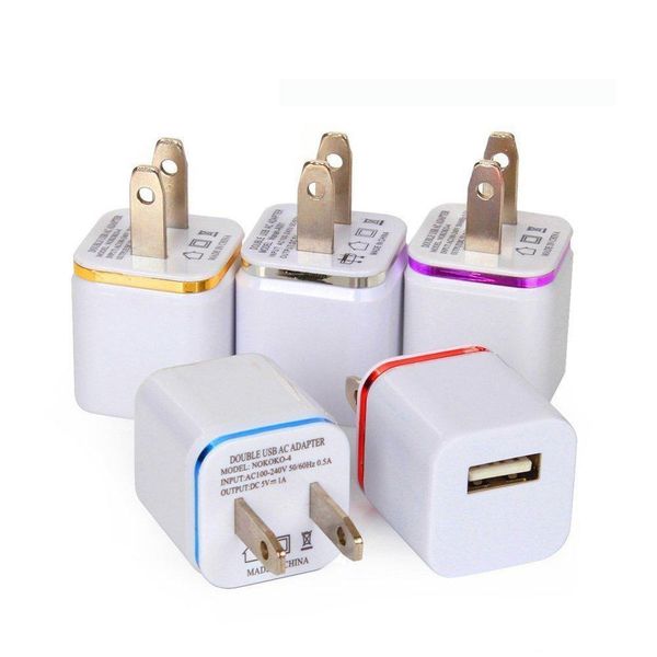 

100pcs colorful 1a us plug ac power adapter home trave wall single port usb charger for iphone 5 6 7 8 plus for samsung htc