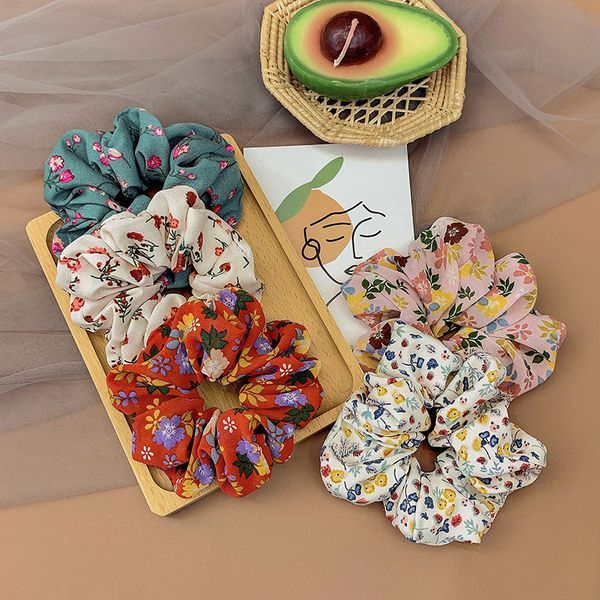 

hair accessories 2021 korean simple sweet cute small floral ins retro french large intestine ring for women fashion