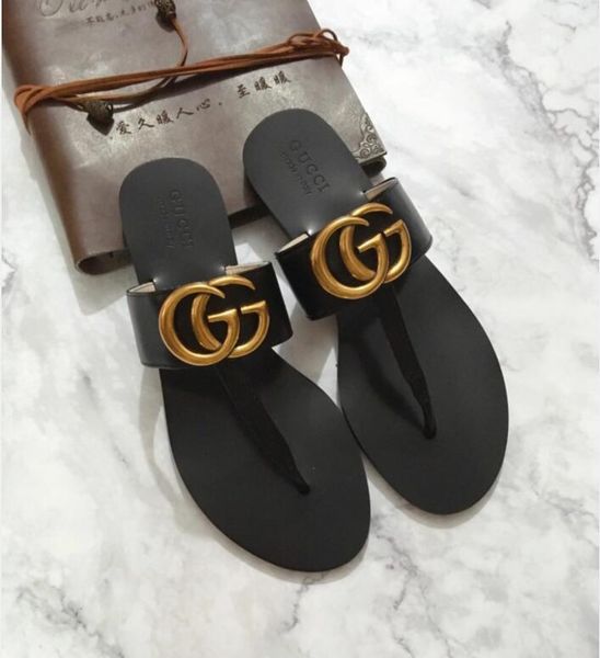 

men women slide sandals designer shoes luxury slide summer fashion wide flat slippery with thick sandals slipper flip flops real leather, Black