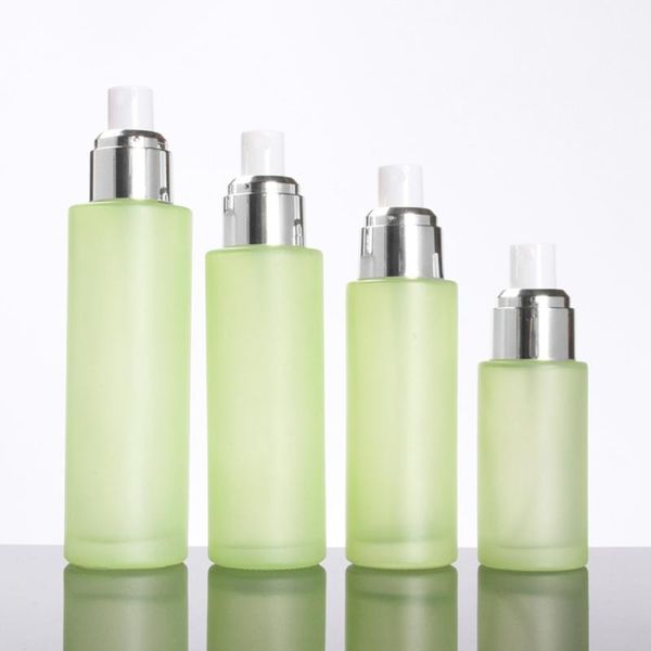 

80ml mist spray pump container,frosted green glass lotion bottle