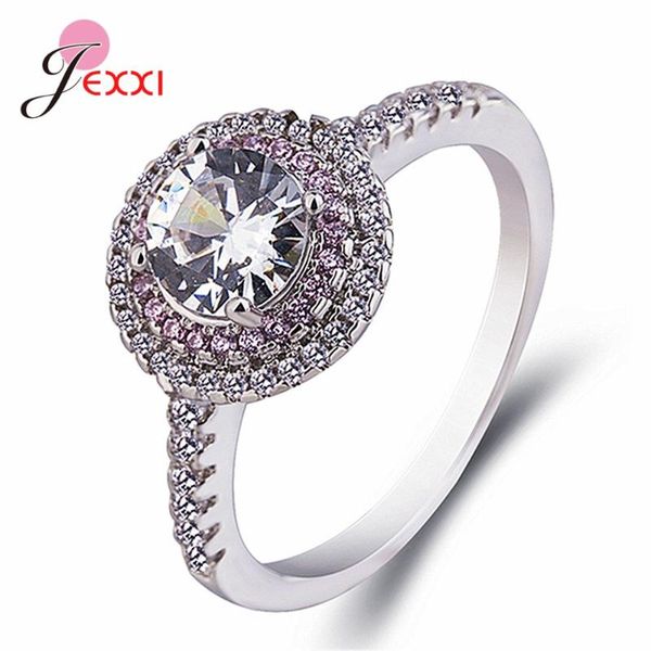 

classic style luxury grade crystal rings for women genuine 925 sterling silver rings fashion jewelry for wedding engangement, Golden;silver