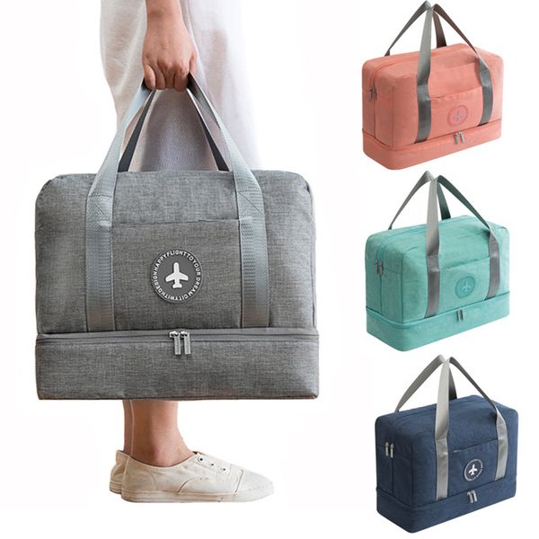 

men's dry and wet separation travel bag beach waterproof shoes bag ladies swimwear storage wash bag fitness suitcase, Blue;pink