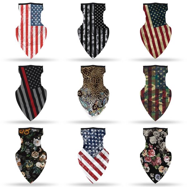 

hanging ear mask triangle scarves cheetah digital print face mask outdoor mountaineering anti dust breathable magic#163, Black