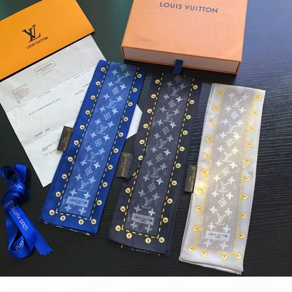 

women's silk scarf 120*9cm sells print headscarf, bag ribbon, hand strap, printed silk scarf spring, summer, autumn and winter, Blue;gray