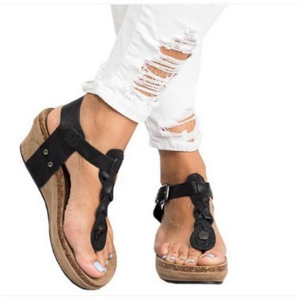 

2020 cork slippers flip flop sandals women summer fashion korean version flat flip flop sandals beach, Black