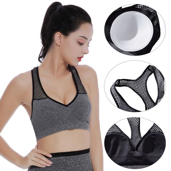 

sports bra woman hollow shoulder strap beauty back padded yoga fitness running sports no steel bra woman, White;black