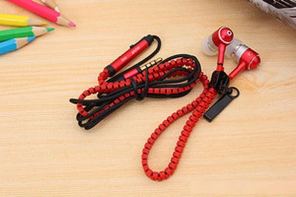 

zipper earphones handsearphone for samsung iphone smartphone mp3/mp4 headset 3.5mm jack bass earbuds with mic wholesale ing