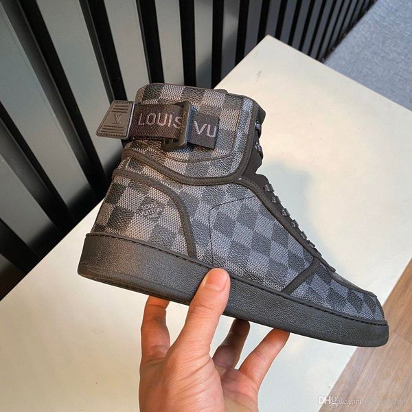 

2020 men's fashion casual high-shoes, comfortable wild high-shoes, printed leather, with box, Red;white