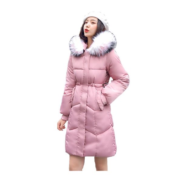 

chic women medium long winter jacket hooded fur collar detachable windproof bio down coat oversize cotton padded parkas, Black