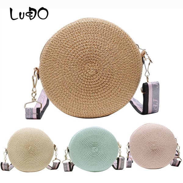 

woven rattan bag round straw shoulder bag women summer hollow handmade messenger shoulder bags small beach handbags