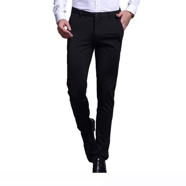 

trousers men's casual pants korean slim pants feet trousers non-iron high-end men's fashion wild thin trousers, Black