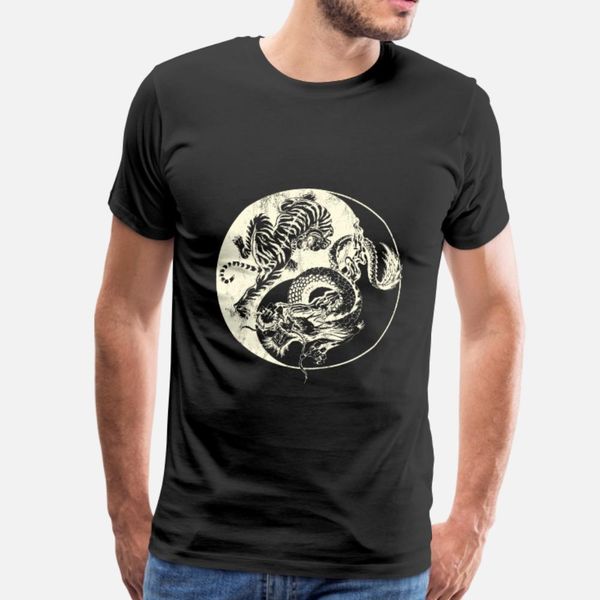 

dragon vs tiger tattoo yin and yang beast fight t shirt men design short sleeve s-3xl cool crazy fashion spring trend shirt