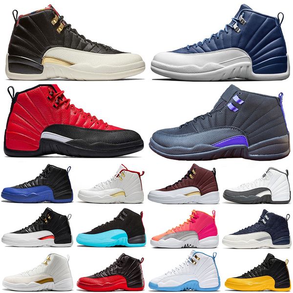 

new classic indigo dark concor 12 12s basketball shoes reverse flu game taxi punch fiba gym red women mens trainers sports sneakers