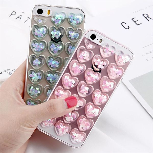 

cgjxsbling love heart clear case for iphone x 8 7 6 6s plus cover soft tpu glitter sequin case