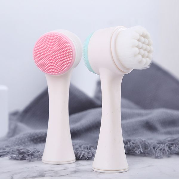 

double-sided silicone skin care tool facial cleanser brush face cleaning vibration facial massage washing product