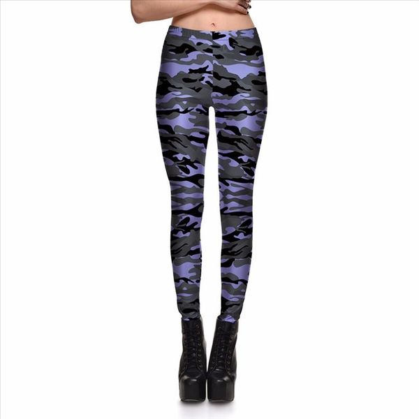 

леггинсы мода сексуальные фитнесс женского леггинсов новый классический серый камуфляж пыхтение карандаш брюки jeggings plus size, Black