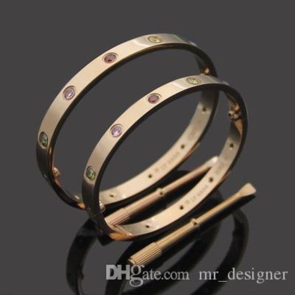

wholesale high-quality fifth color drill bracelet titanium steel couple love bangle men women wedding never fade, Black