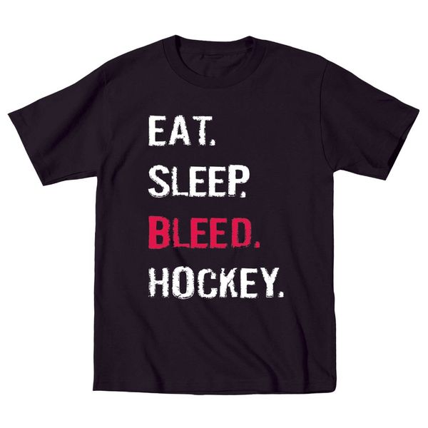 

2019 men's fashion short sleeved camisetas eat sleep bleed hockeyer novelty sporter -mens t-shirt