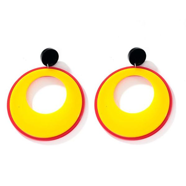 

candy color stitching geometric acrylic earrings for women big round resin drop earrings korean statement jewelry 2020 pendiente, Silver