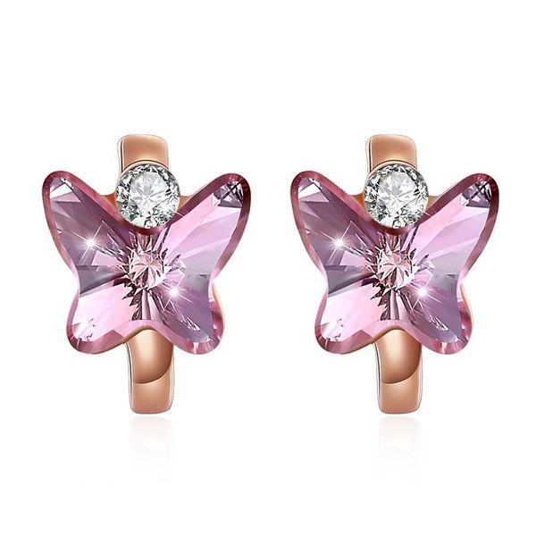 

fashionable earring from swarovski elemental crystal s925 sterling silver pink butterfly earring elegant designed birthday gift potala39b-pn