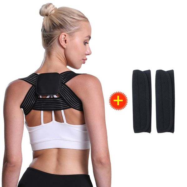 

orthopedic back support brace posture corrector kids lower or upper back pain relief neck pain scoliosis kyphosis, Black;blue