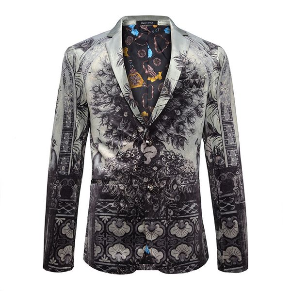 

printed blazer men floral casual male blazer 2020 spring new arrival fashion men's slim fit, White;black