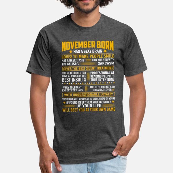 

november born t shirt men printing 100% cotton euro size s-3xl costume fitness new fashion spring autumn cool shirt