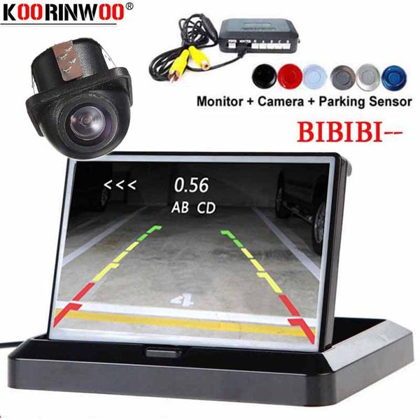 

koorinwoo car parktronic dash camera rear parking sensors lcd screen fold alert step up speaker security camera radar black grey