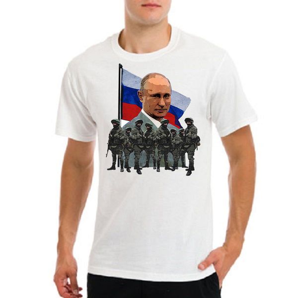 

summer fashion vladimir putin president of russia flag spetsnaz soldiers mens white t-shirt summer men clothing