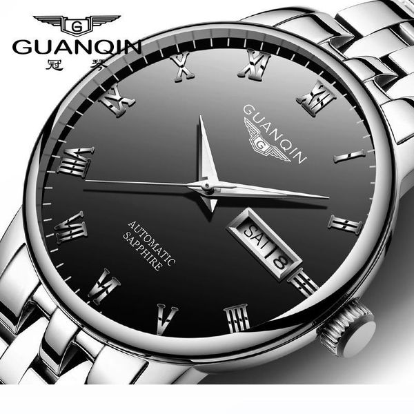 

crown piano watch men automatic mechanical watch steel waterproof really belt male table luminous men's watches skeleton watch, Slivery;brown