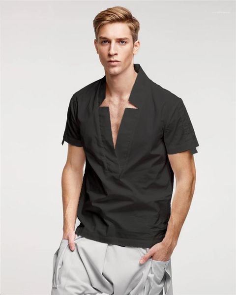 

casual star collar solid color homme tshirt short sleeve plus size male designer loose mens tees, White;black