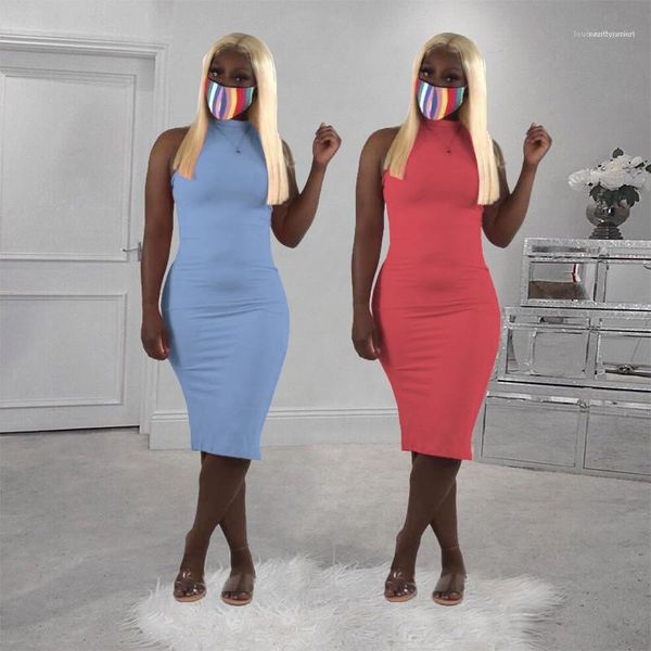 

dress casual female clothing summer womens designer pencil dress solid color printed crew neck sleeveless bodycon, Black;gray