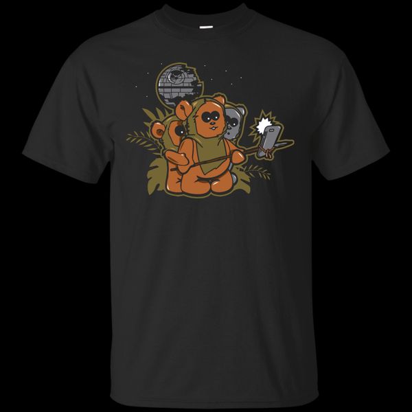 

printed men t shirt cotton tshirt ewok selfie o-neck short-sleeve women t-shirt