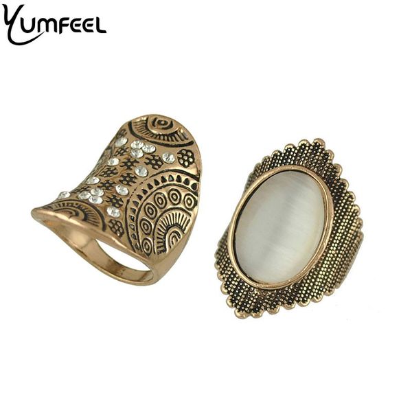

yumfeel fashion jewelry vintage rings vintage punk ring set for woman cocktail rings, Golden;silver