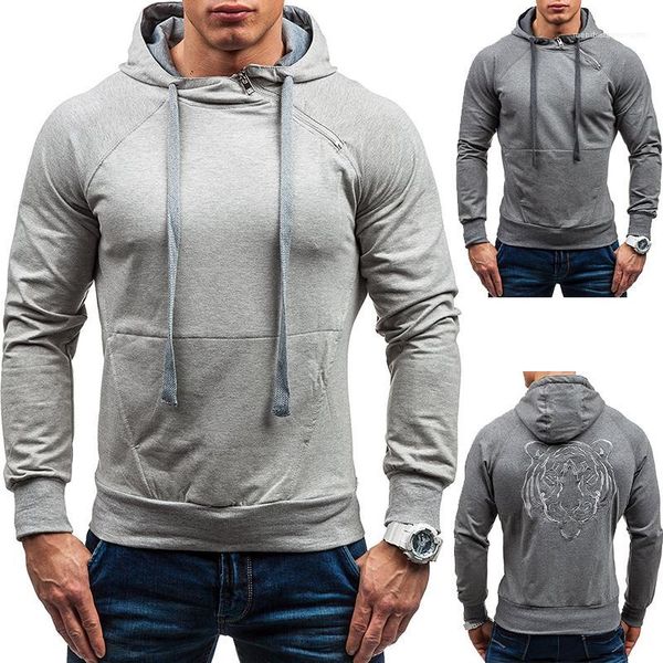 

back tiger pritned designer hoodies mens clothing spring new hooded sweatshirts long sleeved grey pullovers, Black