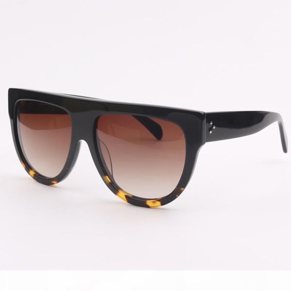 

men sunglasses fashion half leopard oversized frame flat sunglasses with brown gradient lens women sunglasses 41026, White;black