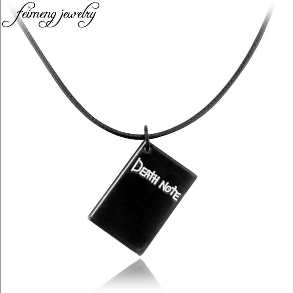 

classic anime death note necklace rope leather choker necklace fashion black note book model pendant accessory for women and men, Silver