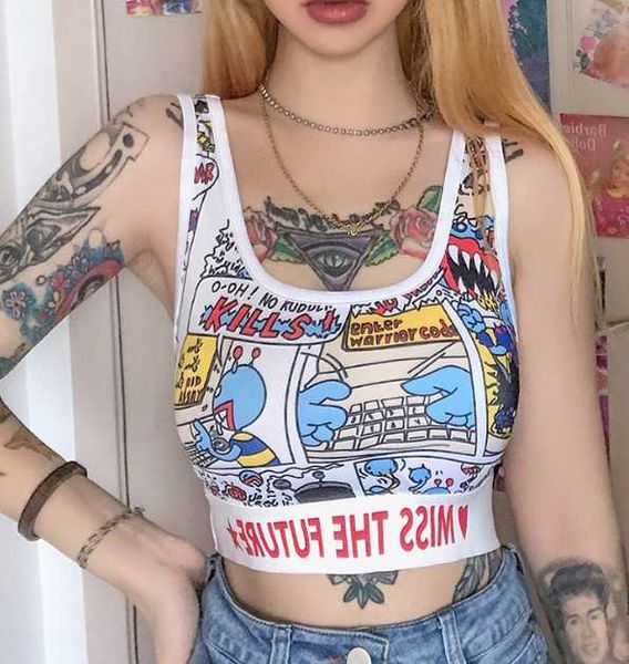 

ladies summer camisole print fashion tight cropped waist crop 2020 new products, White;red