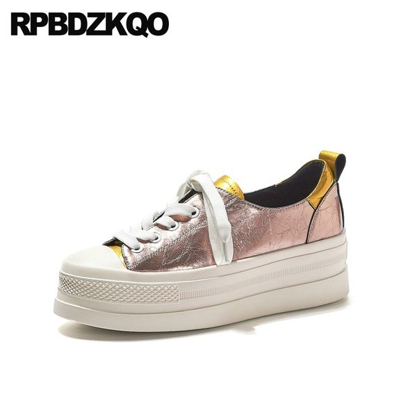 

footwear thick sole china creepers platform shoes pink muffin flats women brand genuine leather designer elevator lace up 2020, Black