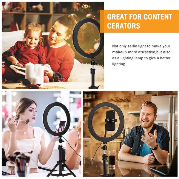 

26/16cm pgraphy lighting phone ringlight tripod stand p led selfie bluetooth remote ring light lamp tiktok youtube live