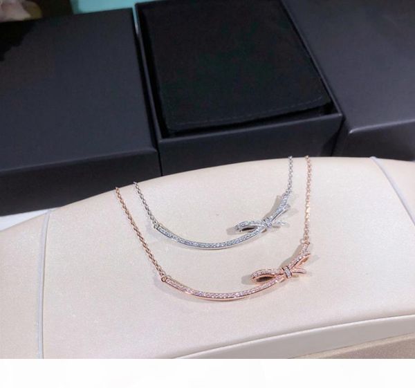 

choucong brand new original luxury jewelry soild 100% 925 sterling silver bow pendant gemstones classical promise women chain necklace giit