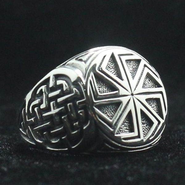 

18mm 925 silver vikings slavic amulet wheel ring, Golden;silver