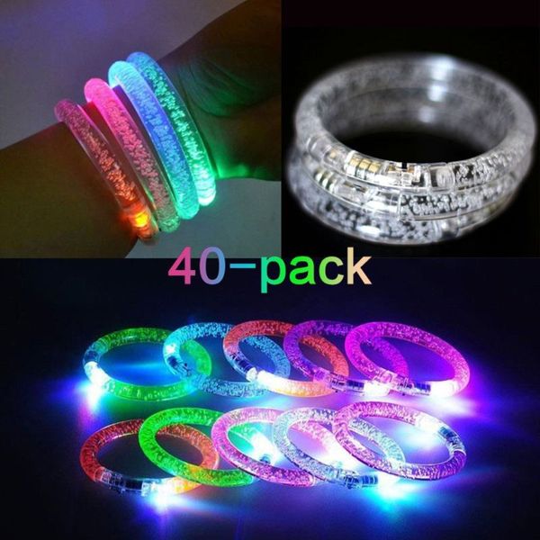 

flashing led reuseable toys bracelets 40-pack glow great for party bar chiristmas weddings birthdays ,multicolor wristba, Black