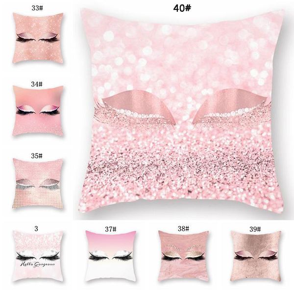 

40styles eyelash pillowcase fashion eyes car pillow cover 18x18 pillow case l peach skin sofa cushion cover home decoration vt0598