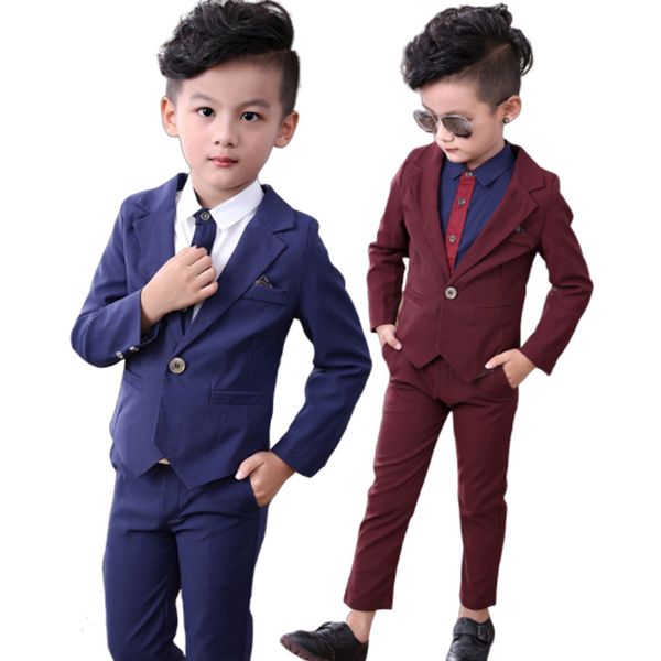 

new gentleman boy blazer pants 2pcs clothing sets spring autumn fashion kids suits for wedding party birthday wear boys outfits, Blue