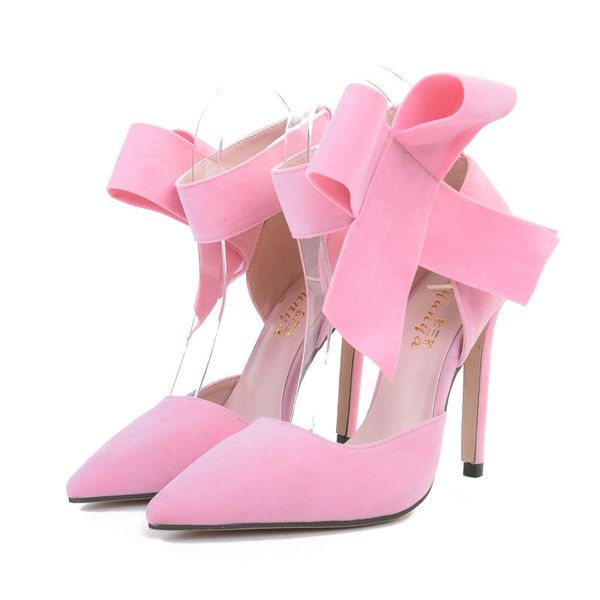 

2020 summer new fashion pointed high-heeled sandals bow shallow mouth stiletto high heel women's shoes large size, Black