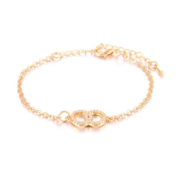

european and american jewelry foreign trade copper jewelry zircon 8-character bracelet bracelets bangles, Golden;silver