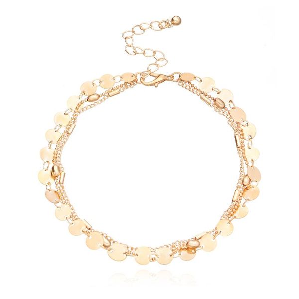 

europe and america cross border ornament fashion new style ellipse bead necklace anklets female elegant geometry wafer multilaye, Red;blue