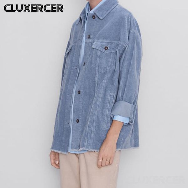 

2020 vintage 4 color corduroy jackets coat women solid long sleeve casual loose outwear, Black;brown